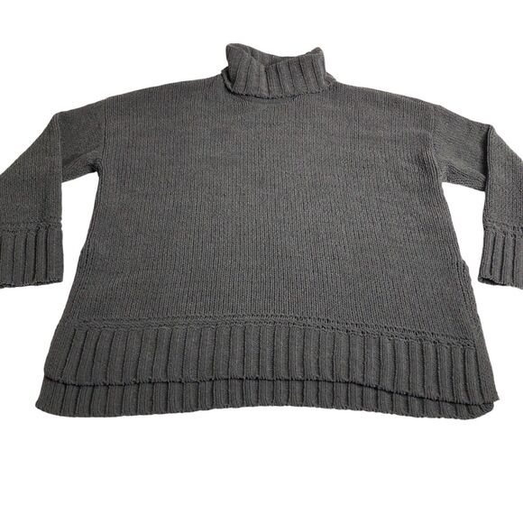 Aerie Sweater Womens Medium Gray Oversized Turtleneck Chunky Soft Comfort Casual - Picture 2 of 16